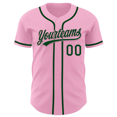 Custom Light Pink Green Authentic Baseball Jersey