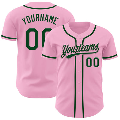 Custom Light Pink Green Authentic Baseball Jersey