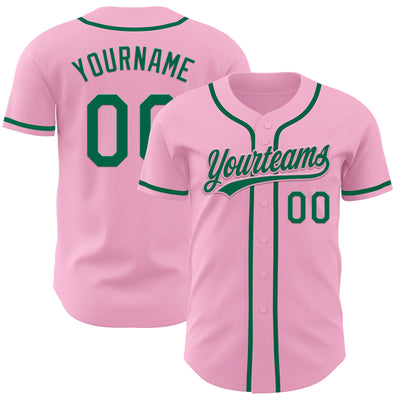 Custom Light Pink Kelly Green Authentic Baseball Jersey