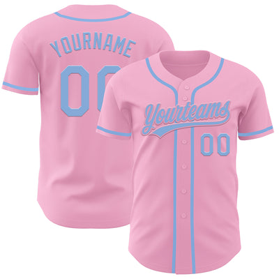 Custom Light Pink Light Blue Authentic Baseball Jersey