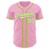 Custom Light Pink White-Neon Green Authentic Baseball Jersey