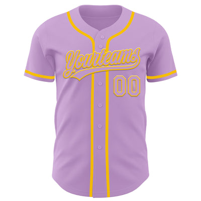 Custom Light Purple Yellow Authentic Baseball Jersey