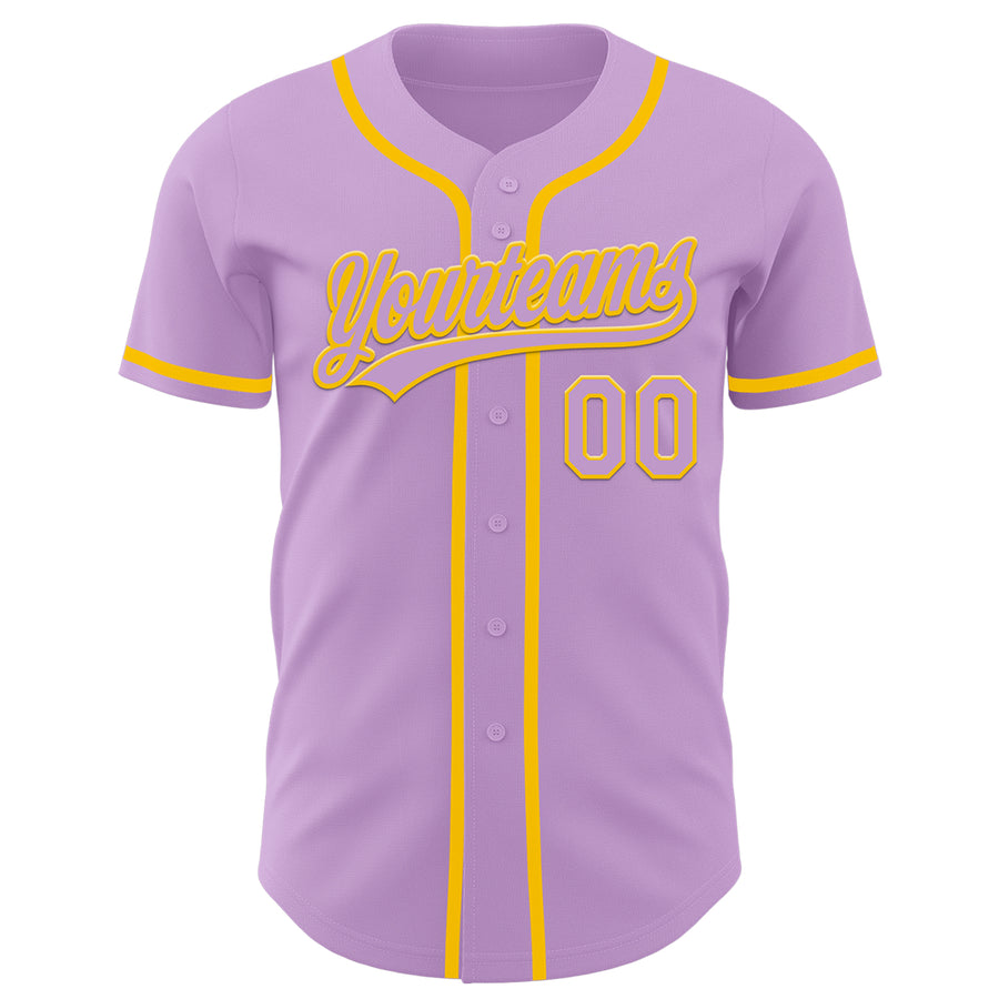 Custom Light Purple Yellow Authentic Baseball Jersey