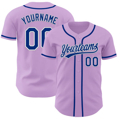 Custom Light Purple Royal-White Authentic Baseball Jersey