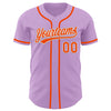 Custom Light Purple Orange-White Authentic Baseball Jersey