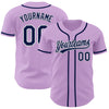 Custom Light Purple Navy-White Authentic Baseball Jersey