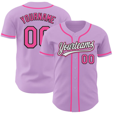 Custom Light Purple Pink-Black Authentic Baseball Jersey