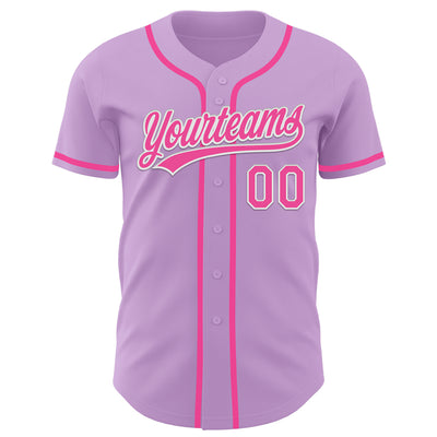 Custom Light Purple Pink-White Authentic Baseball Jersey