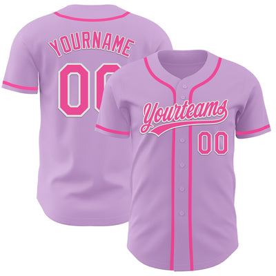 Custom Light Purple Pink-White Authentic Baseball Jersey