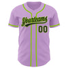 Custom Light Purple Black-Neon Green Authentic Baseball Jersey