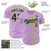 Custom Light Purple Black-Neon Green Authentic Baseball Jersey