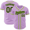 Custom Light Purple Black-Neon Green Authentic Baseball Jersey