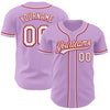 Custom Light Purple White-Red Authentic Baseball Jersey