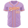 Custom Light Purple White-Orange Authentic Baseball Jersey