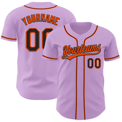 Custom Light Purple Black-Orange Authentic Baseball Jersey