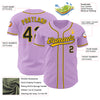 Custom Light Purple Black-Yellow Authentic Baseball Jersey