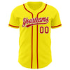 Custom Light Yellow Red-White Authentic Baseball Jersey