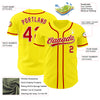 Custom Light Yellow Red-White Authentic Baseball Jersey