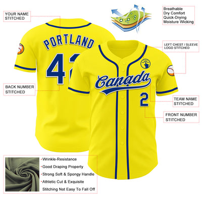 Custom Light Yellow Royal-White Authentic Baseball Jersey