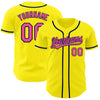 Custom Light Yellow Pink-Navy Authentic Baseball Jersey