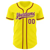 Custom Light Yellow Crimson-White Authentic Baseball Jersey