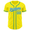 Custom Light Yellow Teal-White Authentic Baseball Jersey