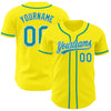 Custom Light Yellow Teal-White Authentic Baseball Jersey