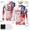 Custom White Red-Royal American Flag Fashion 3D Long Sleeve Performance T-Shirt