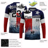 Custom Red Black-Navy 3D Chilean Flag And Fish Fishing Long Sleeve Performance T-Shirt