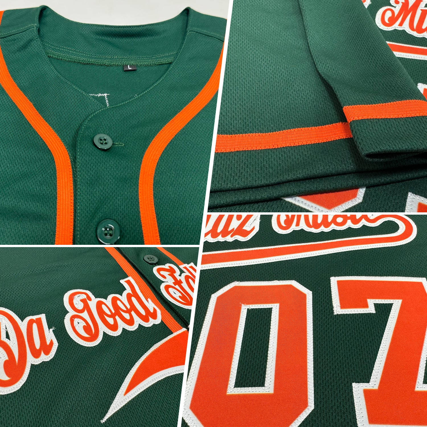 Custom Green Orange-White Authentic Baseball Jersey