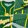 Custom Green White Pinstripe White-Gold Authentic Baseball Jersey