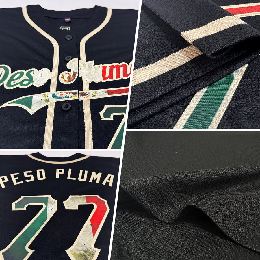 Custom Black Vintage Mexican Flag-City Cream Authentic Baseball Jersey