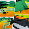 Custom Pea Green Black-White 3D Pattern Design Hawaii Palm Trees And Beach Sunset Authentic Baseball Jersey