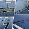 Custom Light Blue Navy-White Authentic Fade Fashion Baseball Jersey