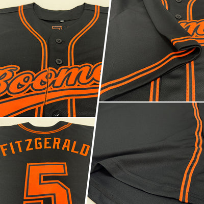 Custom Black Orange Authentic Baseball Jersey