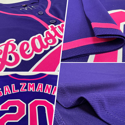 Custom Purple Pink-White Authentic Baseball Jersey