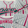 Custom White Teal Pinstripe Pink Authentic Baseball Jersey