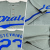 Custom Gray Royal Mesh Authentic Throwback Baseball Jersey