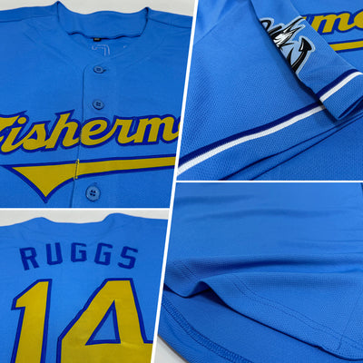 Custom Light Blue Old Gold-Royal Authentic Baseball Jersey