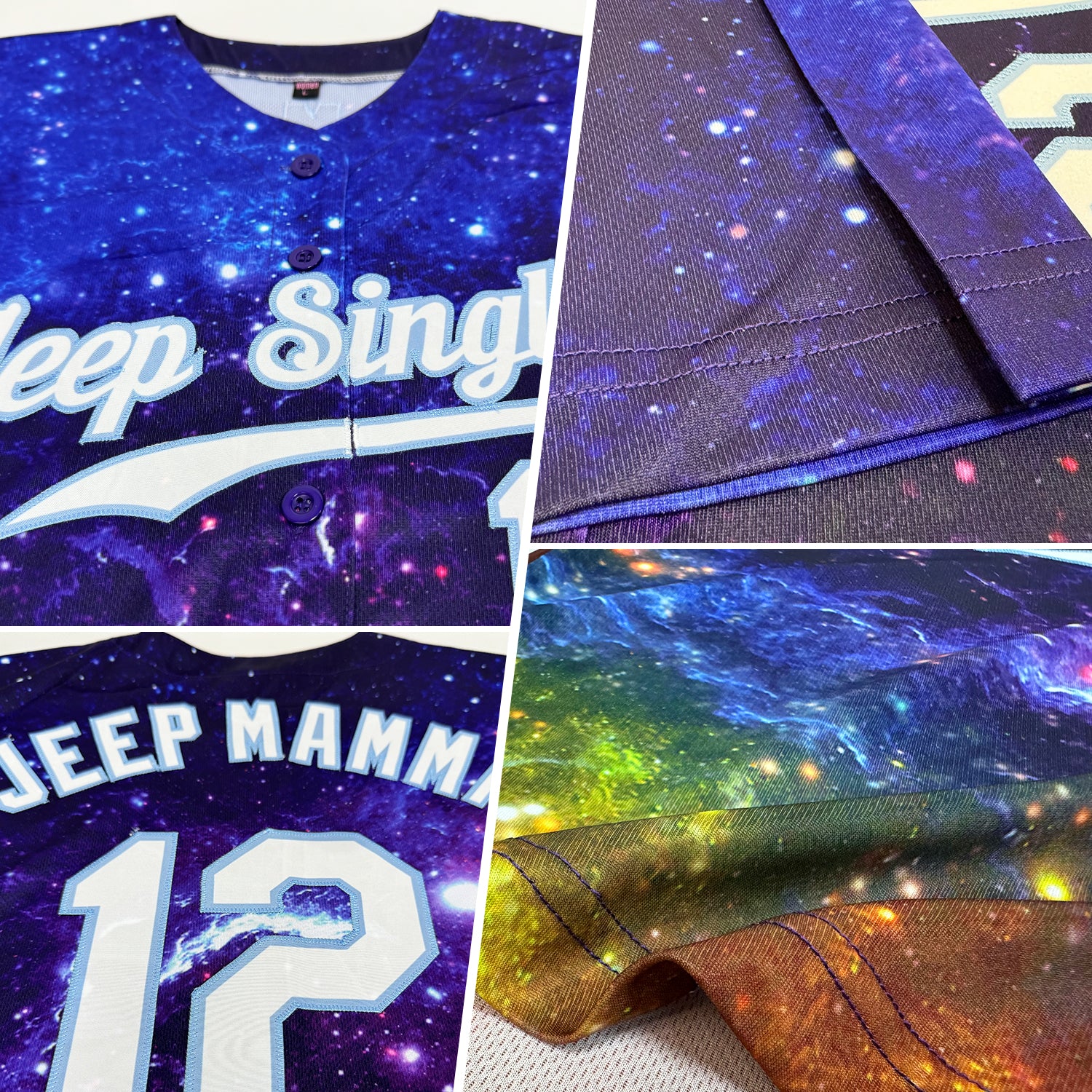 Custom Galactic White-Light Blue 3D Authentic Baseball Jersey