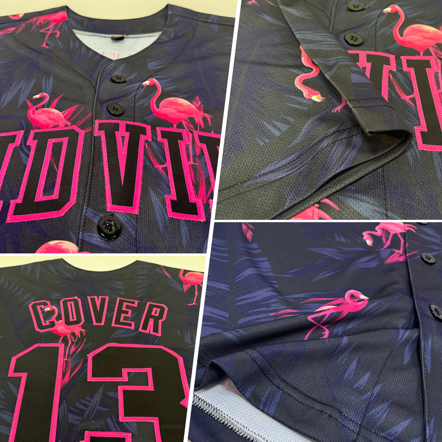 Custom 3D Pattern Design Hawaii Flamingo Authentic Baseball Jersey