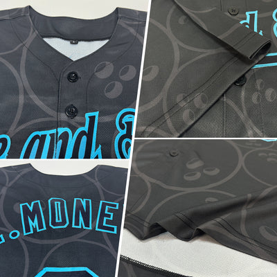 Custom Black Lakes Blue 3D Pattern Design Bowling Ball Authentic Baseball Jersey