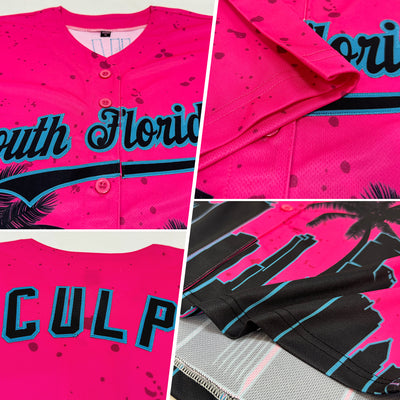 Custom Pink Lakes Blue-Black 3D Miami Palm Trees City Edition Authentic Baseball Jersey