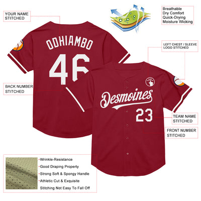 Custom Maroon White Mesh Authentic Throwback Baseball Jersey