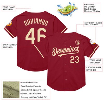 Custom Maroon Cream Mesh Authentic Throwback Baseball Jersey