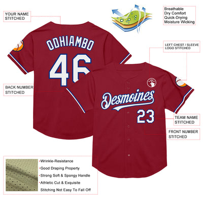 Custom Maroon White-Royal Mesh Authentic Throwback Baseball Jersey