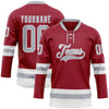 Custom Maroon Gray-White Hockey Lace Neck Jersey