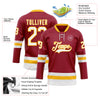 Custom Maroon White-Gold Hockey Lace Neck Jersey