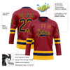 Custom Maroon Navy-Gold Hockey Lace Neck Jersey