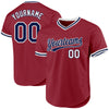 Custom Maroon Navy-White Authentic Throwback Baseball Jersey